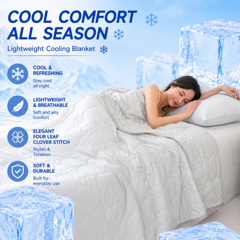 DreamNestra Cooling Blanket – Clover-Quilted Breeze for Hot Sleepers