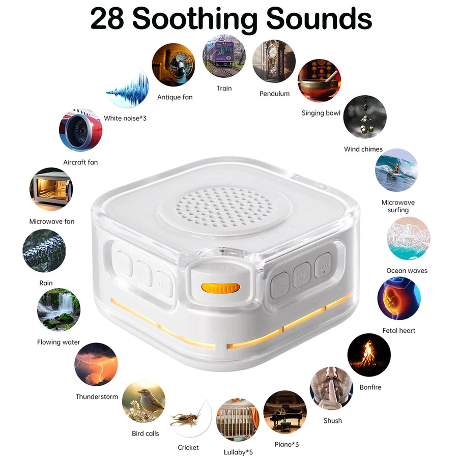 DreamNestra Sound Machine – 28 Sounds & Glow, Sleep Anywhere